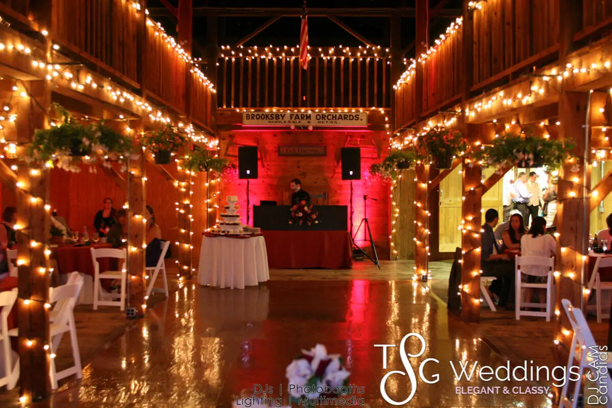 Wedding lighting at Smith Barn (Brooksby Farm)