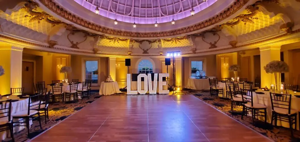Wedding lighting at The Lenox Hotel