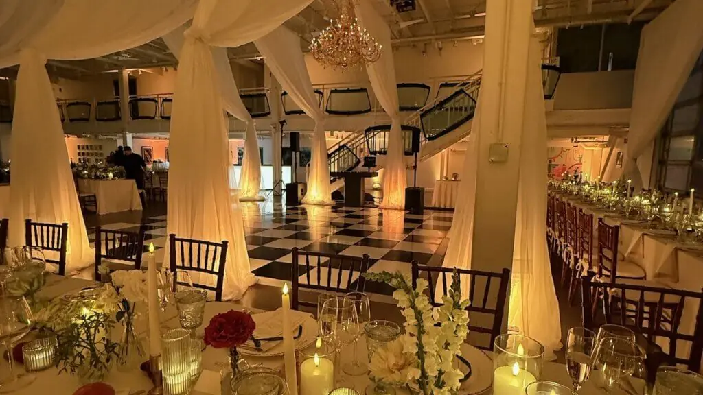 Wedding lighting at Artists for Humanity