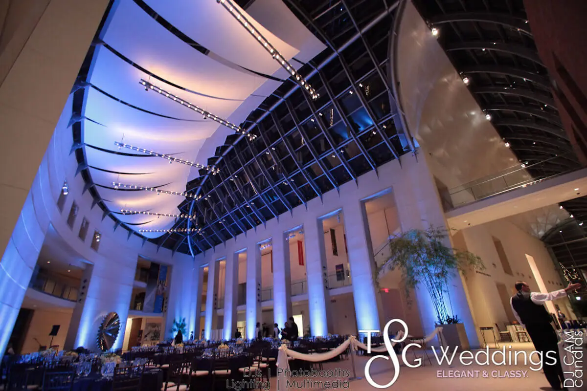 Wedding lighting at Peabody Essex Museum